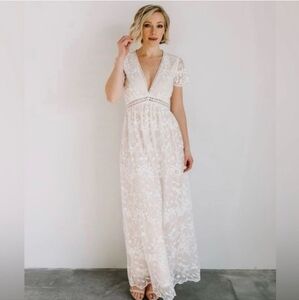 Baltic Born Cream Floral Lace Dress